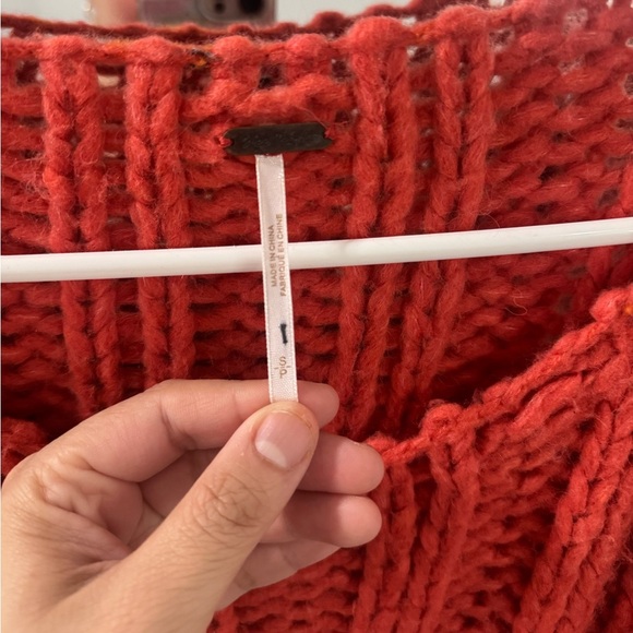 Free People Be There Pullover Oversized Chunky Tunic/Sweater- Coral - Picture 5 of 6